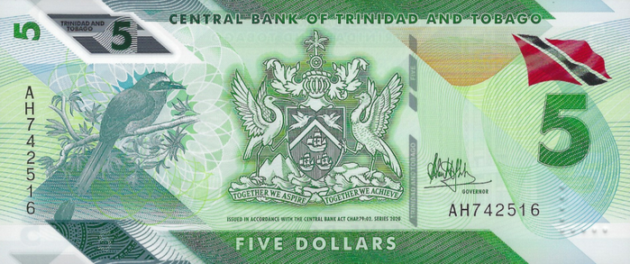 (094) ** PN61 Trinidad & Tobago 5 Dollars Year 2020